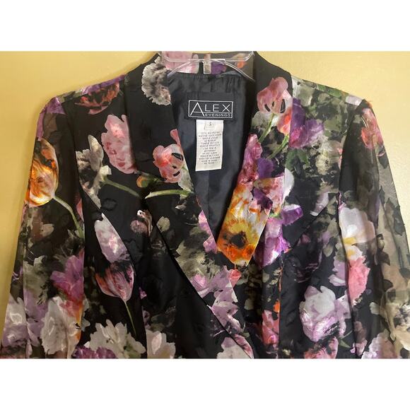 Alex Evenings Floral Print, Sheer 3/4 Length Sleeves, Formal Blazer Size Small - Picture 3 of 7